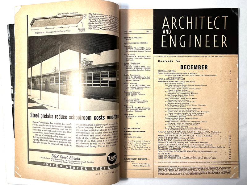 Architect and Engineer, December 1956, Vol. 207 No. 3, Very Good