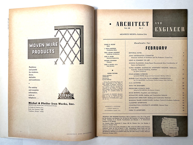 Architect and Engineer, February 1952, Vol. 188 No. 2, Very Good