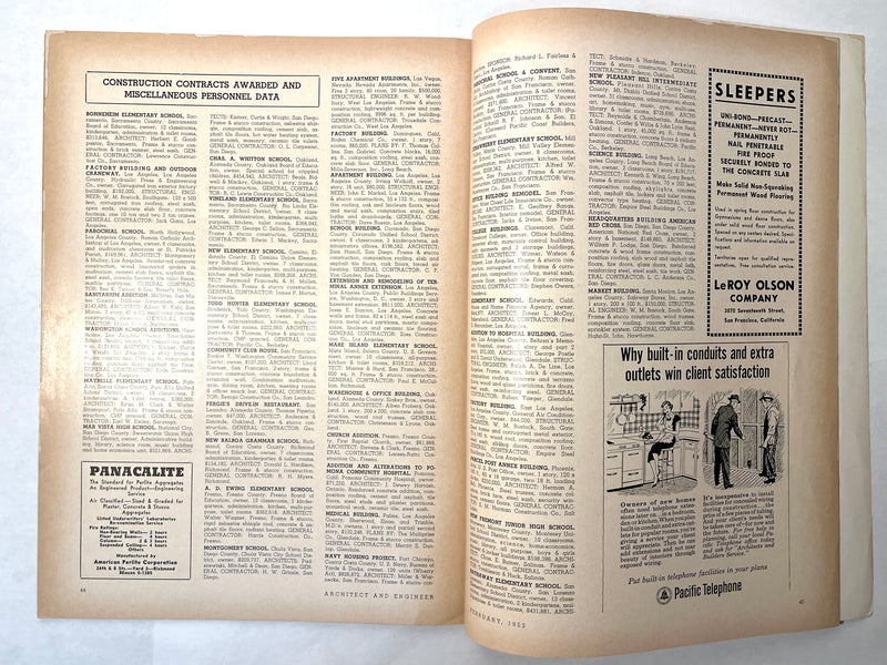 Architect and Engineer, February 1952, Vol. 188 No. 2, Very Good