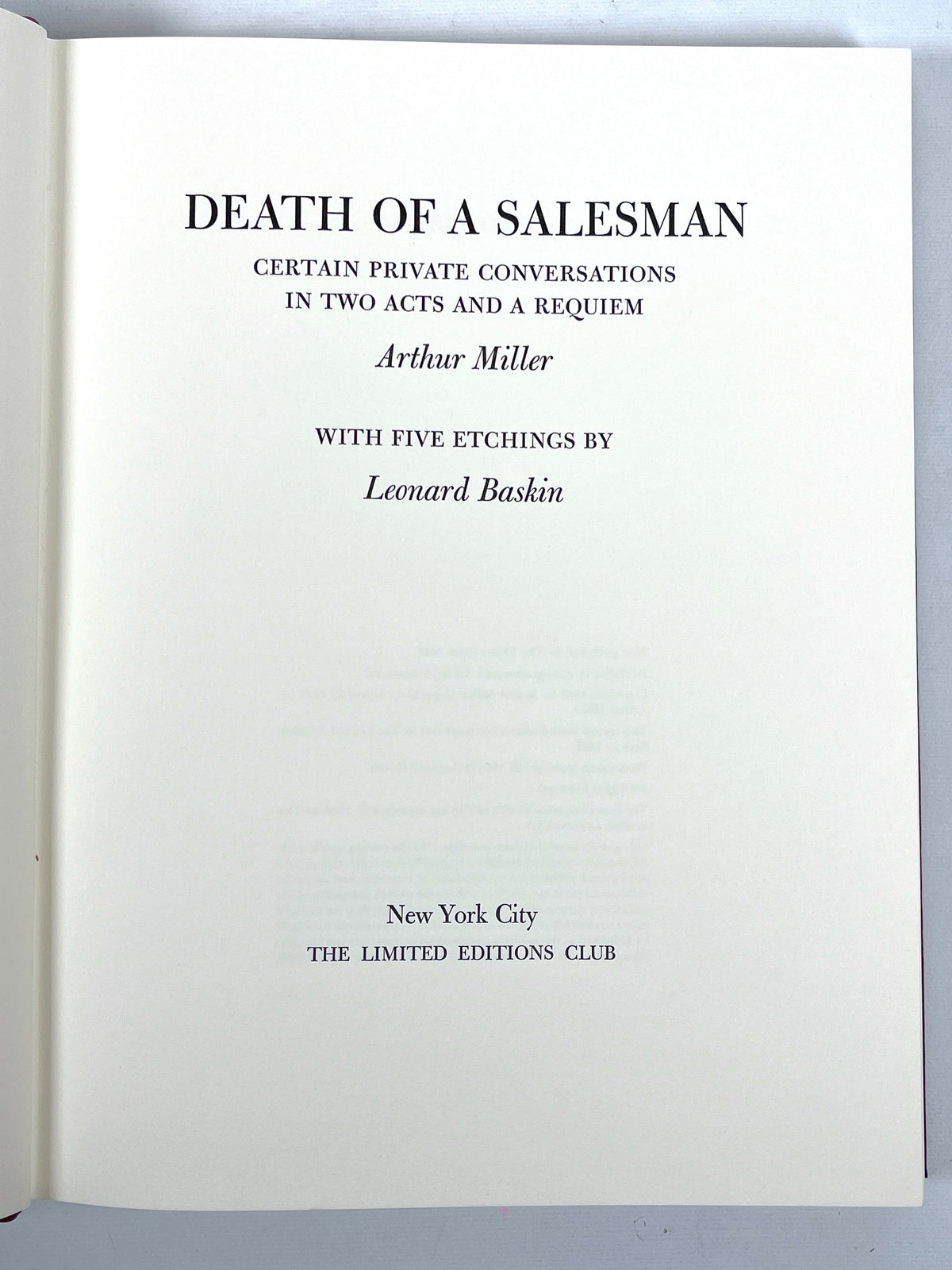 Arthur Miller, Death of a Salesman, Leonard Baskin, SIGNED 2x, 1984, NF HC w/slipcase