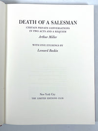 Arthur Miller, Death of a Salesman, Leonard Baskin, SIGNED 2x, 1984, NF HC w/slipcase