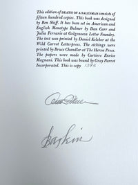 Arthur Miller, Death of a Salesman, Leonard Baskin, SIGNED 2x, 1984, NF HC w/slipcase