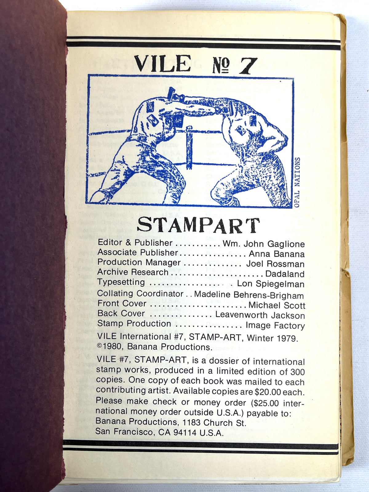 Anna Banana, Bill Gaglione, VILE no 7. 1980 Stampart magazine, RARE