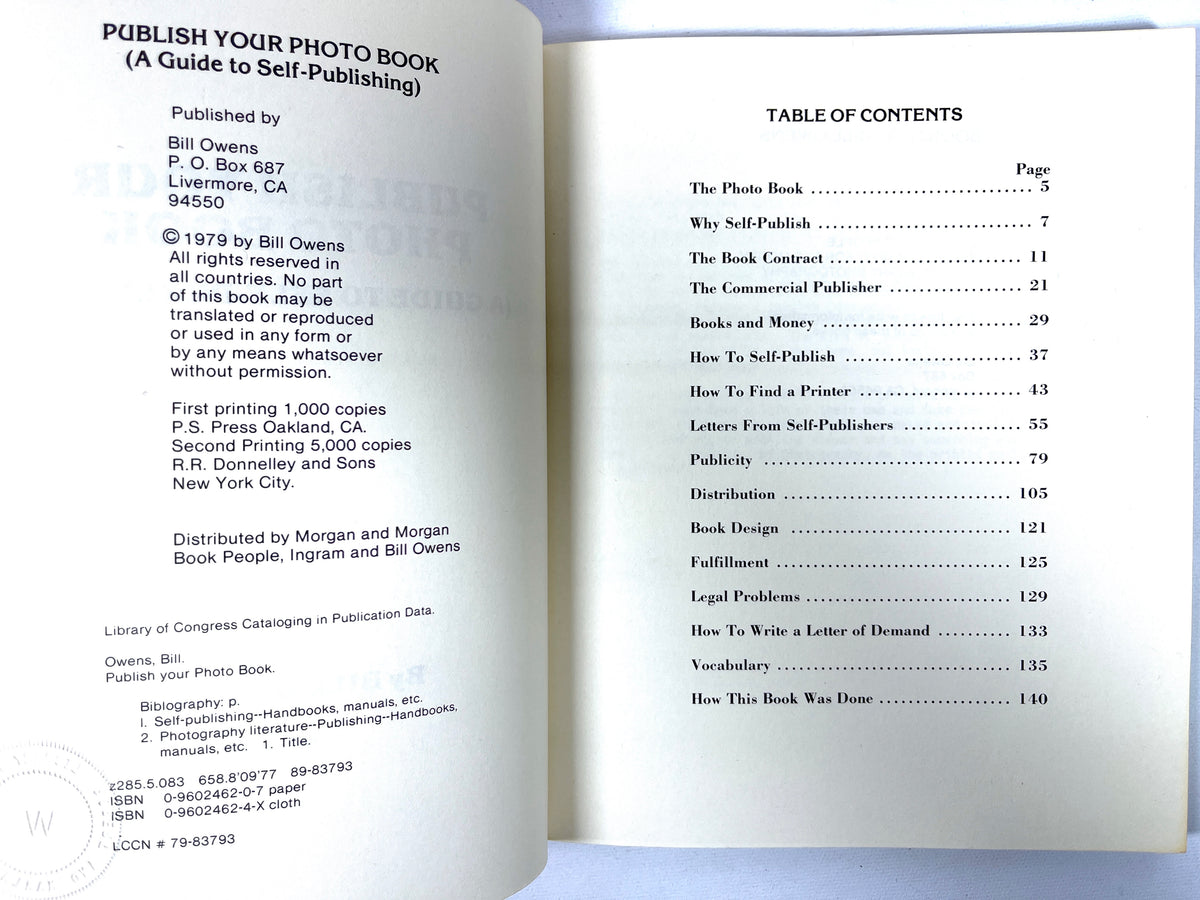 Bill Owens, Publish Your Photo Book (A Guide to Self-Publishing), 1st Print, 1979, VG+ SC