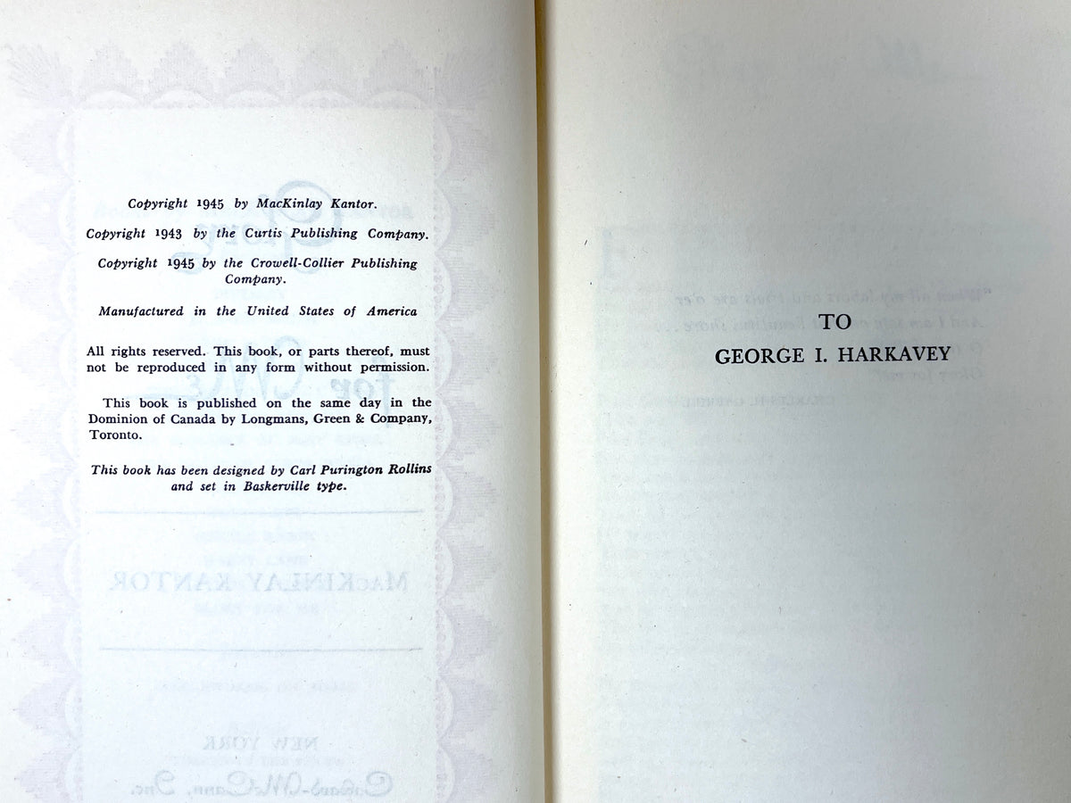 MacKinlay Kantor, Glory for Me, 1945, Very Good hardcover, no dust jacket