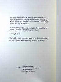 A Bookbinders' Florilegium, John P. Chalmers, 1988 Fine limited edition