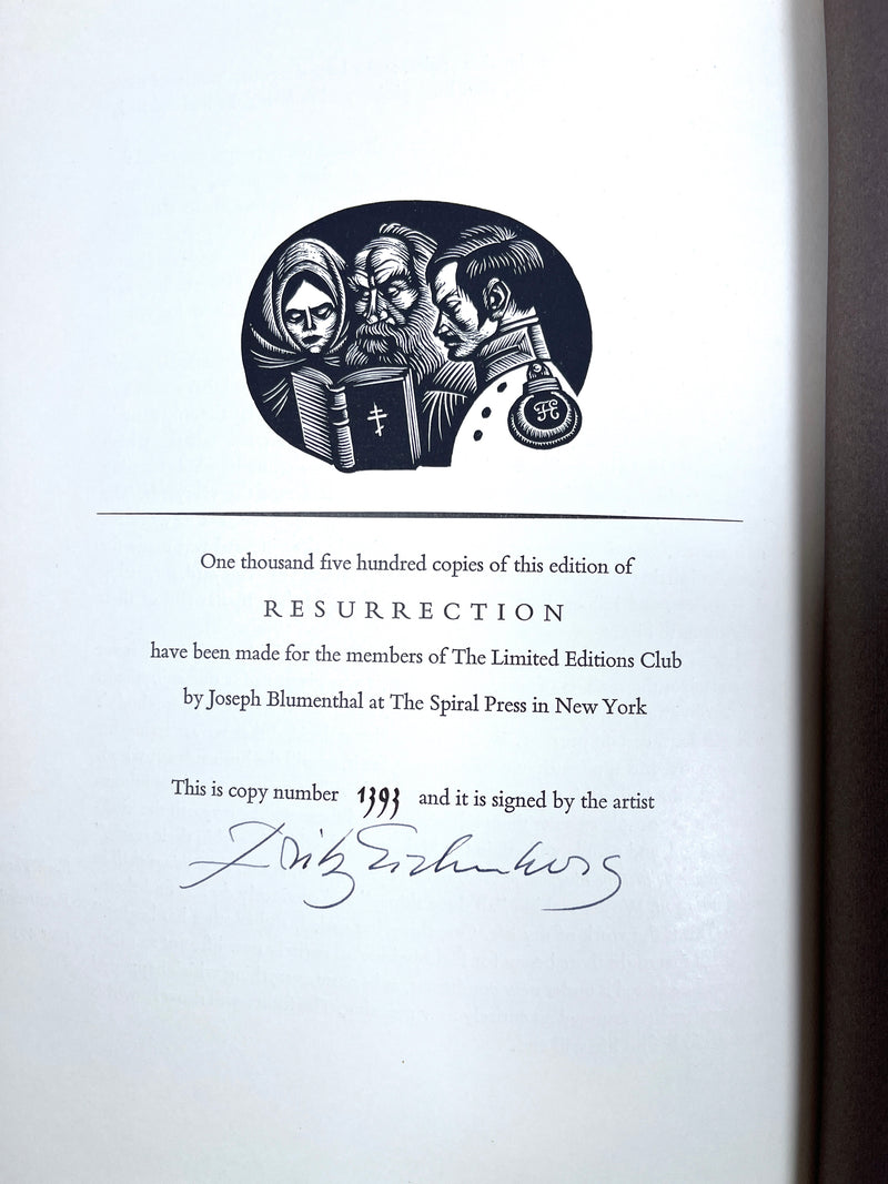 Resurrection, Count Leo Tolstoy, Fritz Eichenberg, Limited Editions Club, 1963, SIGNED, NF HC