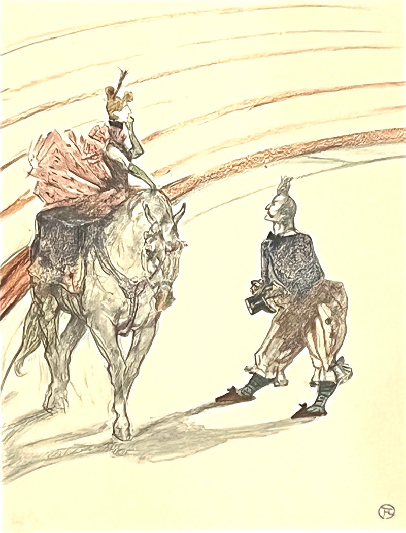 "Equestrienne Riding 'En Panneau'", Henri de Toulouse-Lautrec circus drawing, Fine