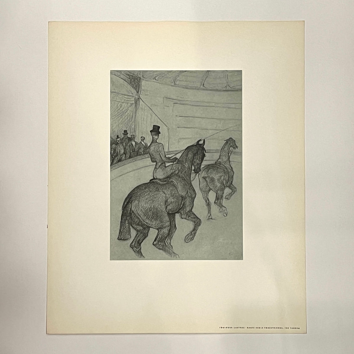 "Haute Ecole Equestrienne: The Tandem", Henri de Toulouse-Lautrec circus drawing, Fine