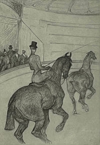 "Haute Ecole Equestrienne: The Tandem", Henri de Toulouse-Lautrec circus drawing, Fine