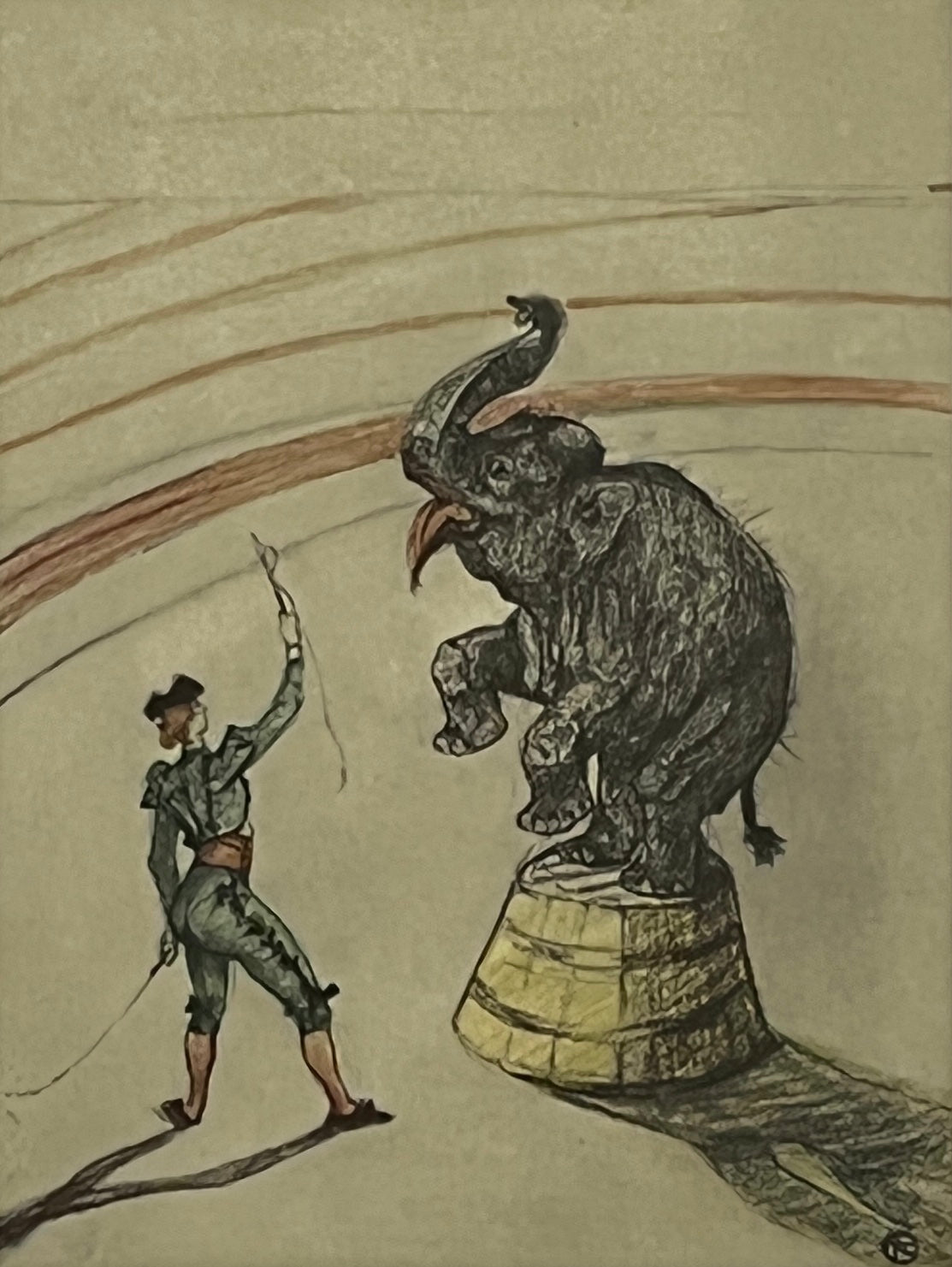 "Performing Elephant", Henri de Toulouse-Lautrec circus drawing, Fine