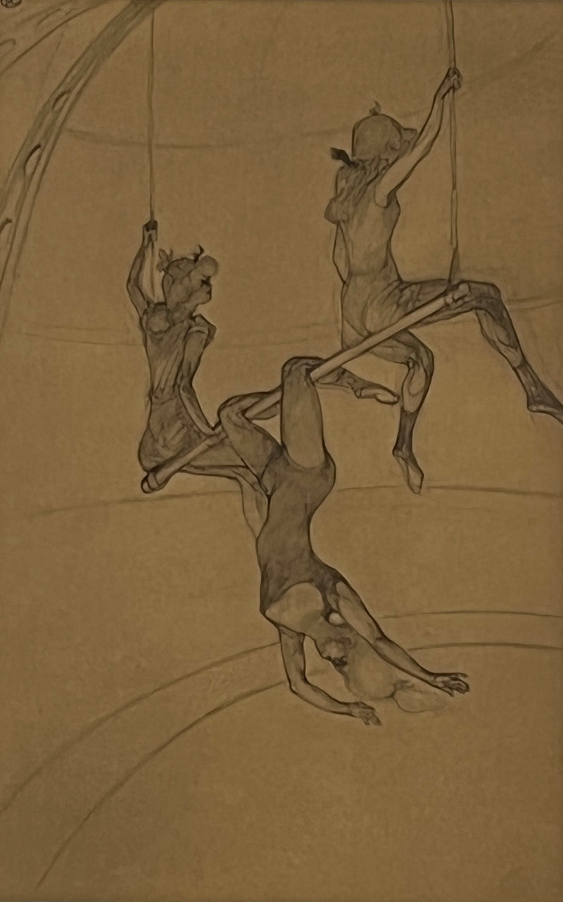 "The Flying Trapeze", Henri de Toulouse-Lautrec circus drawing, Fine