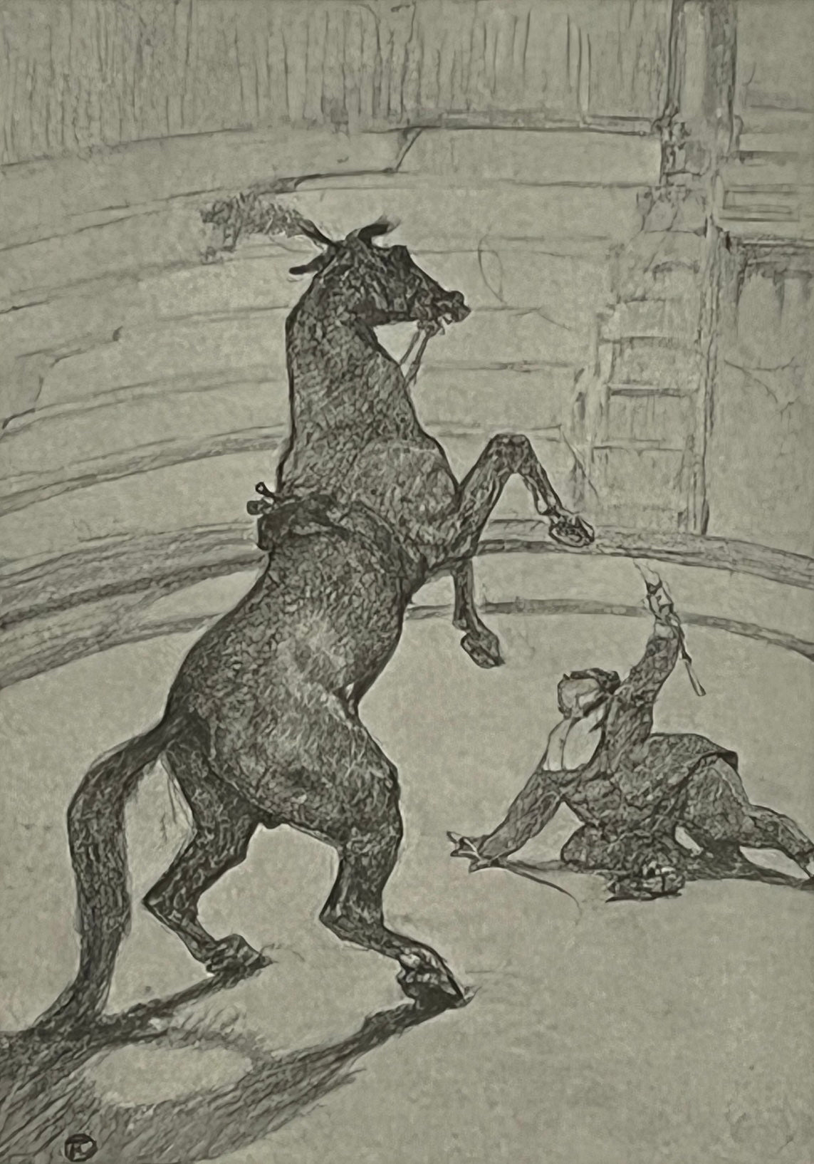 "Performing Horse", Henri de Toulouse-Lautrec circus drawing, Fine