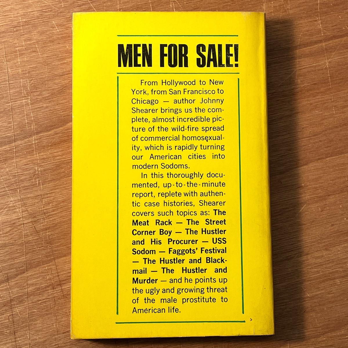 The Male Hustler. Johnny Shearer. 1966 First Printing. G SC LGBTQ 18+