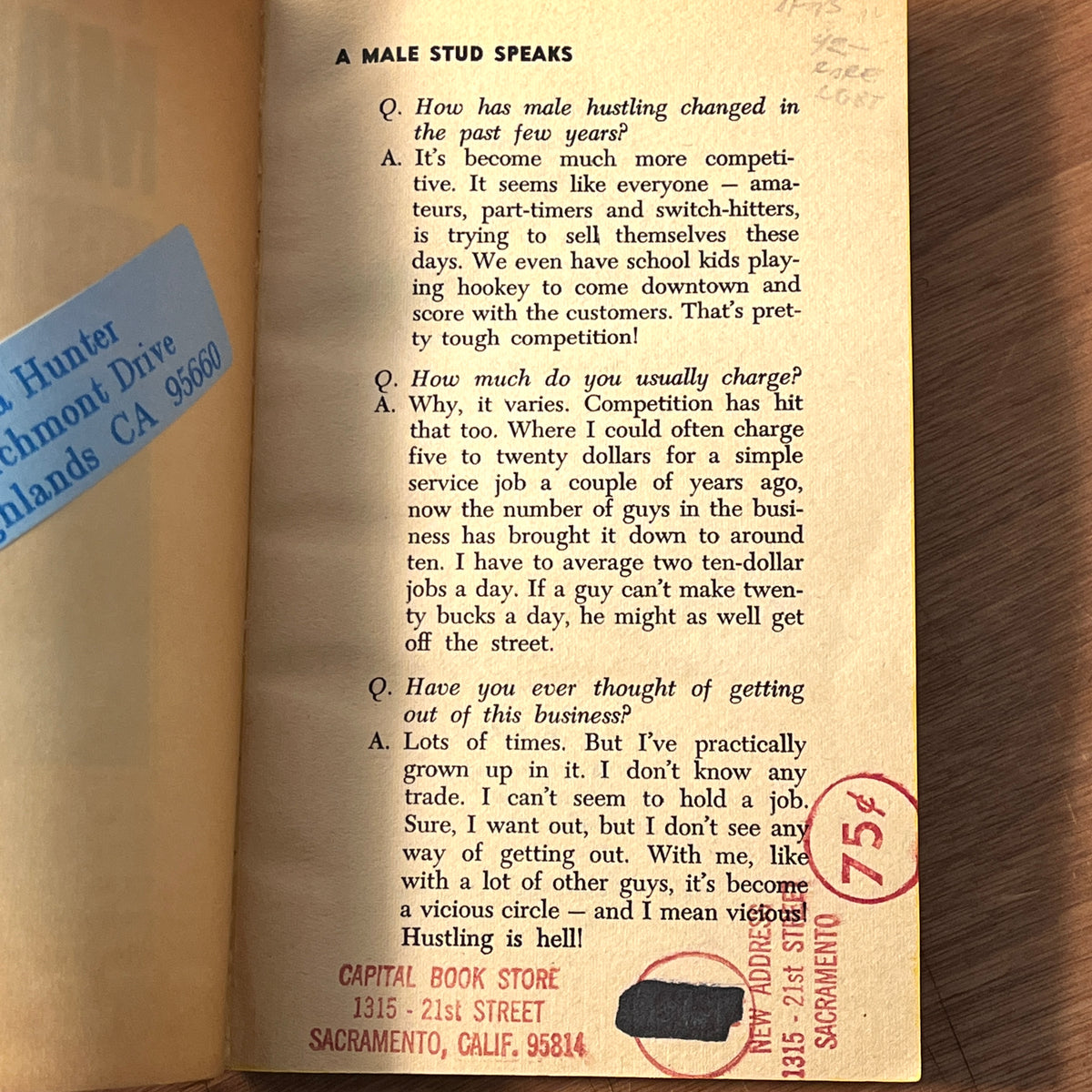 The Male Hustler. Johnny Shearer. 1966 First Printing. G SC LGBTQ 18+