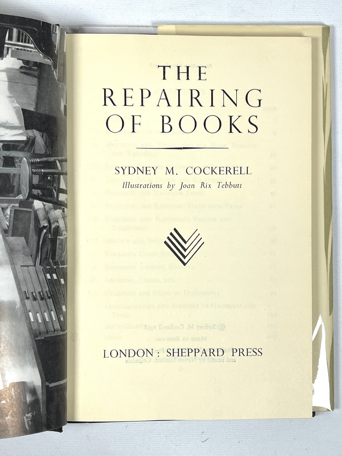 The Repairing of Books, Sheppard Press, First Edition, 1958, Near Fine HC w/dust jacket