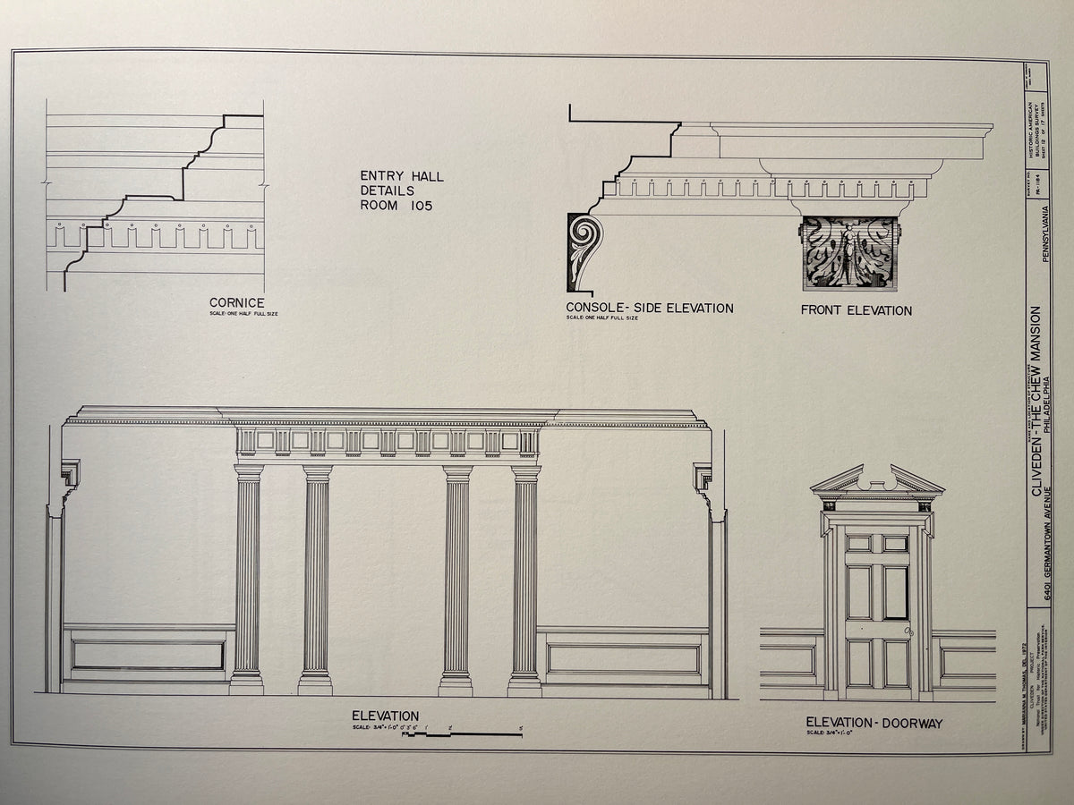 Measured Drawings of National Trust Historic Properties. 7 Sets Architectural Drawings. 1974. As-Is