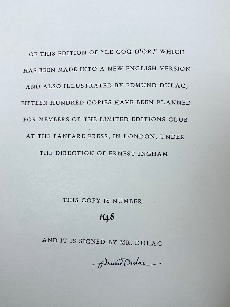Pushkin, Alexander, The Golden Cockerel, Limited Ed. Club, 1950, SIGNED Edmund Dulac