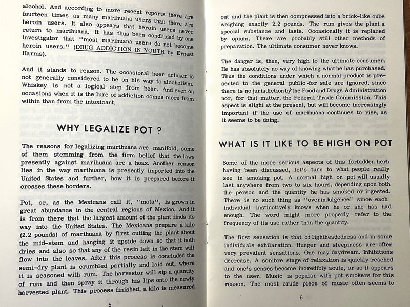 The Pot Book: The History, Cultivation, Preparation and Other Useful Facts on Marijuana, 1968, SC, VG.