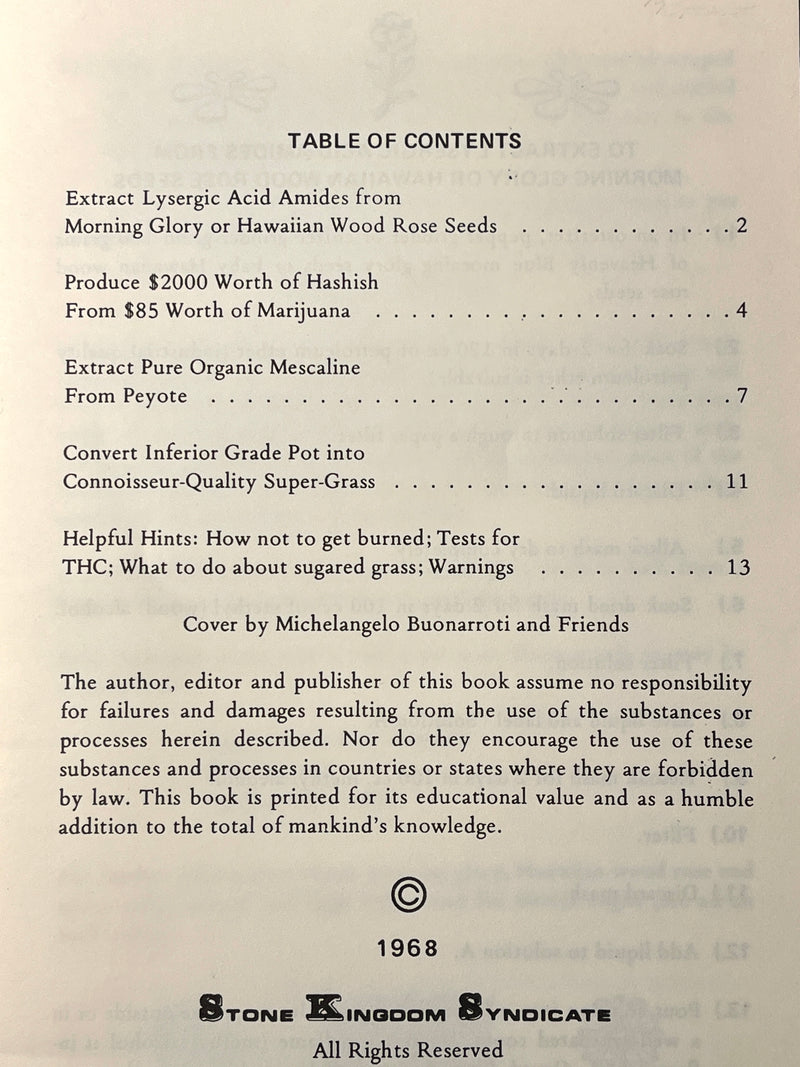 The Marijuana Consumer's and Dealer's Guide, With the New Superior Mescaline Process, 1968, SC, VG.