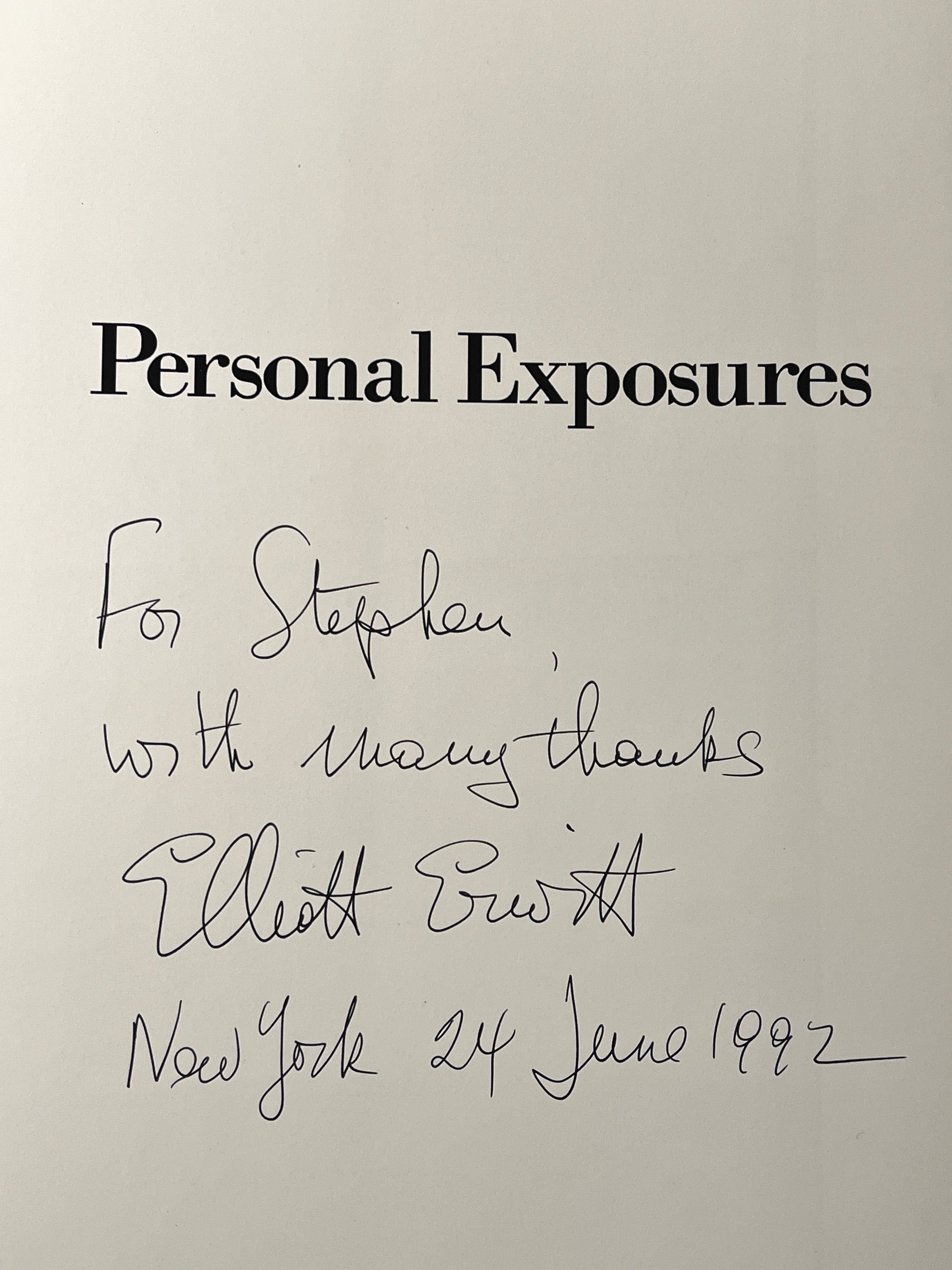 Personal Exposures, Elliott Erwitt, 1988, 1st Ed., SIGNED Fine w/NF DJ