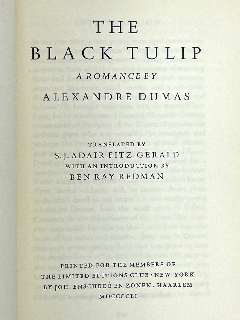 Alexandre Dumas, The Black Tulip, Illus. Frans Lammers, SIGNED VG HC, slipcase