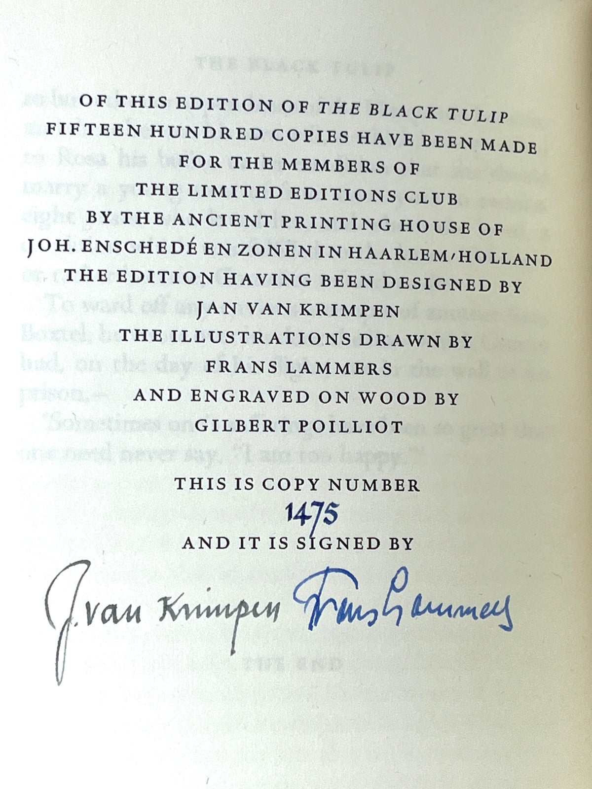 Alexandre Dumas, The Black Tulip, Illus. Frans Lammers, SIGNED VG HC, slipcase