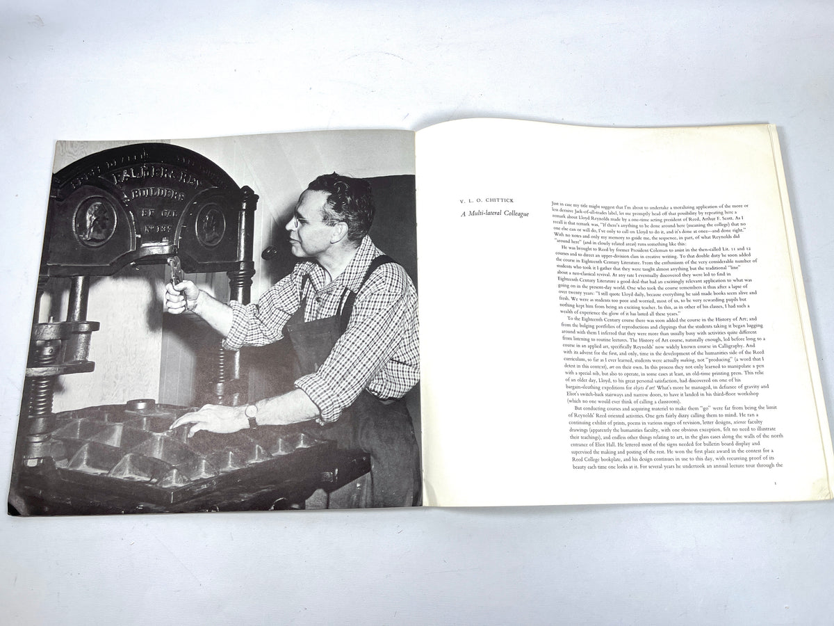 A Festschrift for Lloyd J Reynolds, Reed College, 1966, SIGNED, Very Good softcover