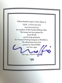 Albert Camus, The Stranger, Illus. by Daniel Maffia, The Limited Editions Club, SIGNED, 1971, Near Fine hardcover w/slipcase.