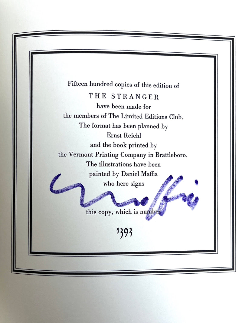 Albert Camus, The Stranger, Illus. by Daniel Maffia, The Limited Editions Club, SIGNED, 1971, Near Fine hardcover w/slipcase.