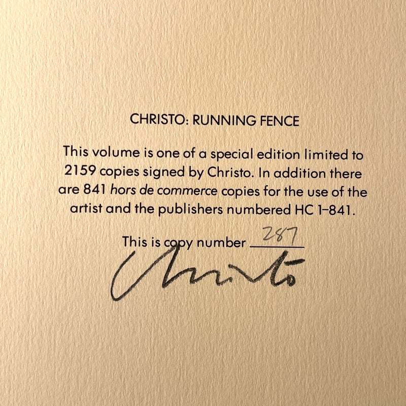 Christo: Running Fence, 1978, SIGNED, Limited Ed., 287/2159, Fine w/Slipcase