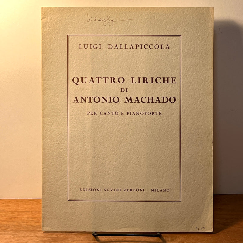 Quattro liriche di Antonio Machado per canto e pianoforte, 1950, Very Good