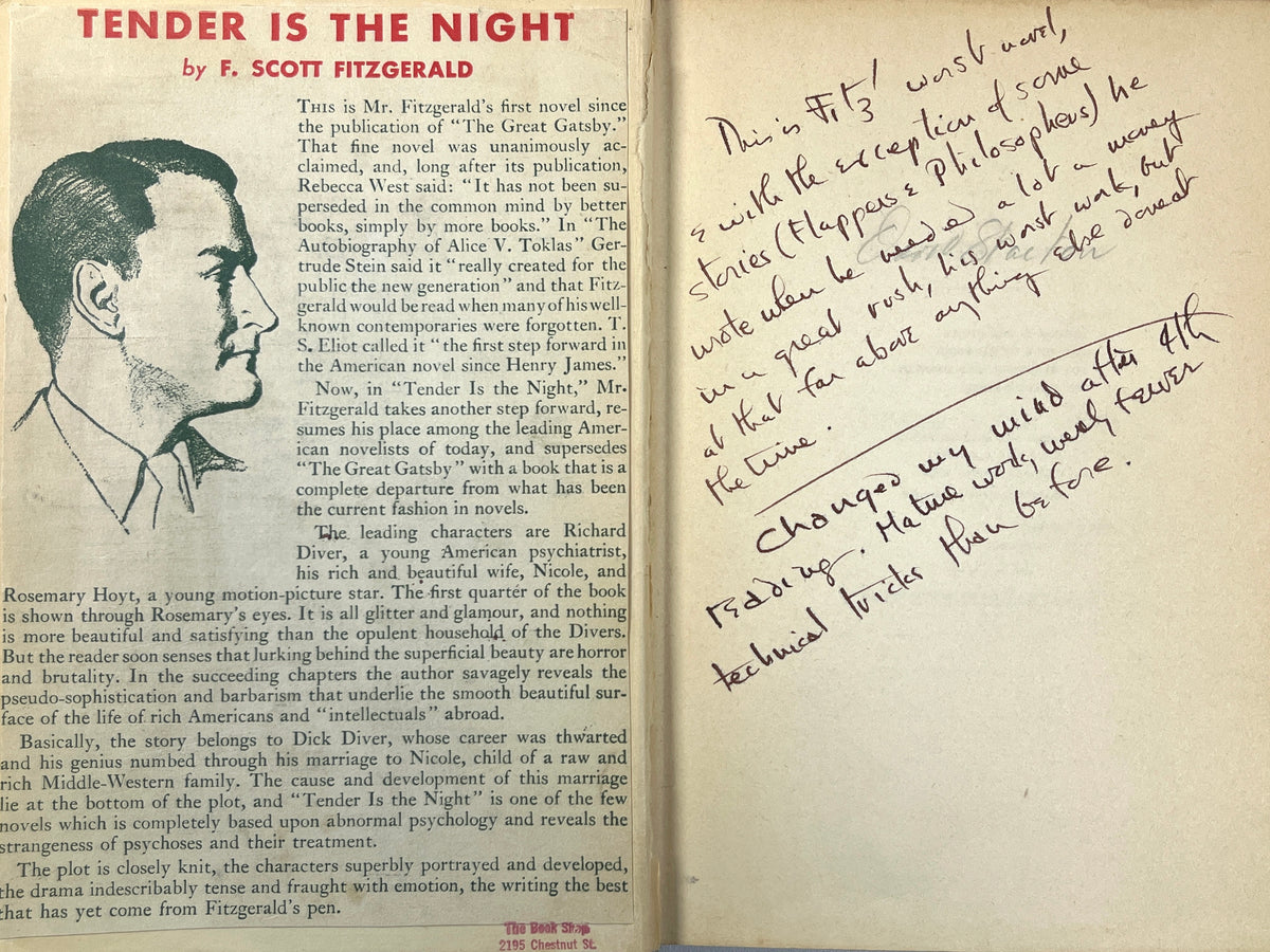 F. Scott Fitzgerald, Tender is the Night, Scribner's 1934, First edition, VG hardcover
