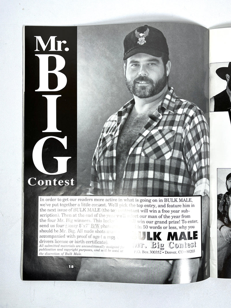Bulk Male, Vol. 1, No.1, Premier Issue, Big Bull Inc., 1991, VG- staplebound, gay interest