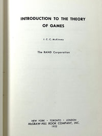 J.C.C. McKinsey, Introduction to the Theory of Games, McGraw Hill 1952, Very Good hardcover