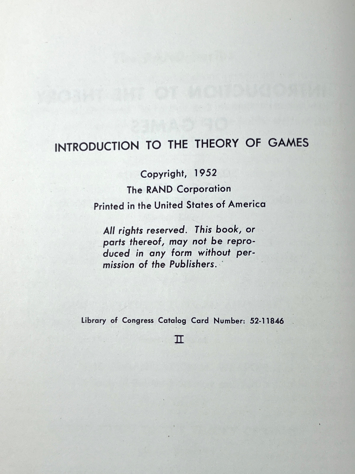 J.C.C. McKinsey, Introduction to the Theory of Games, McGraw Hill 1952, Very Good hardcover