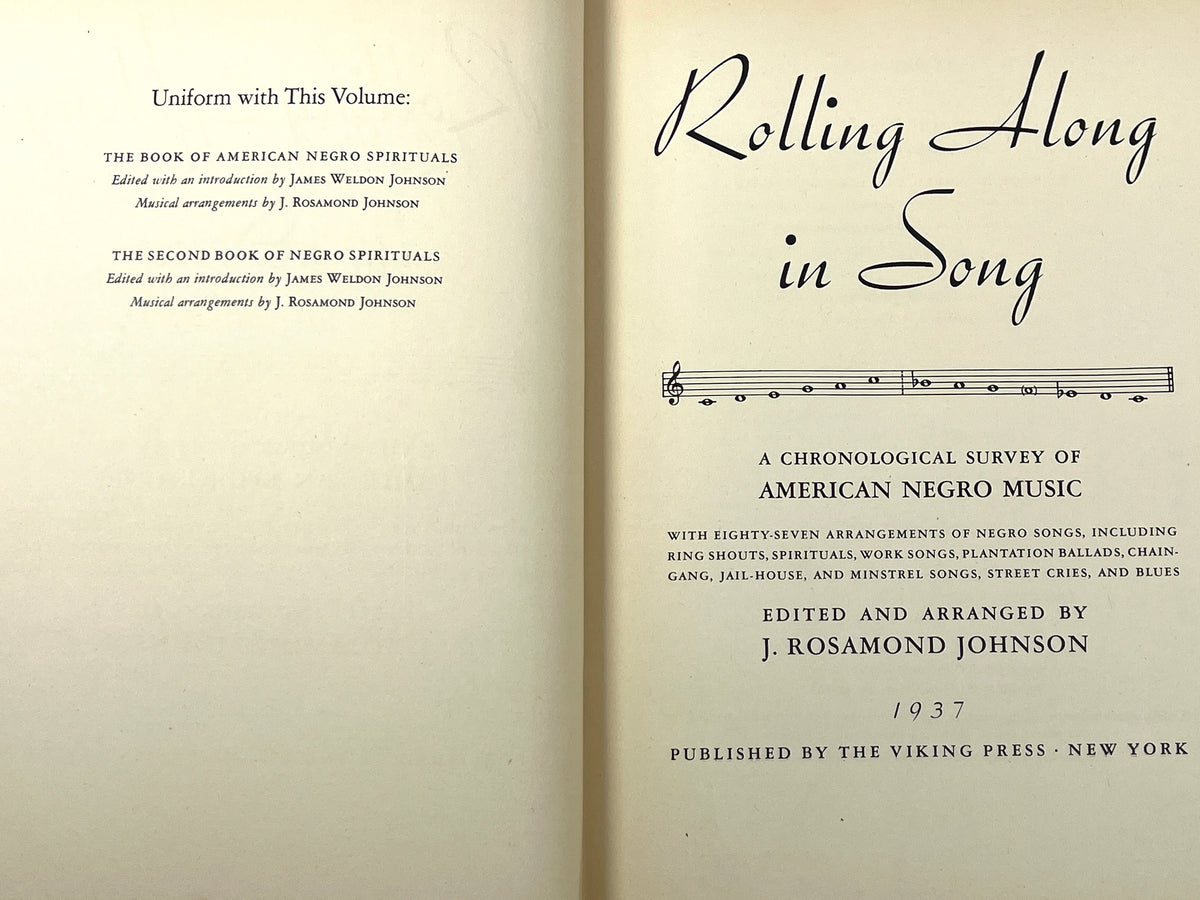 J. Rosamond Johnson, Rolling Along in Song, Viking Press 1937, Very Good hardcover