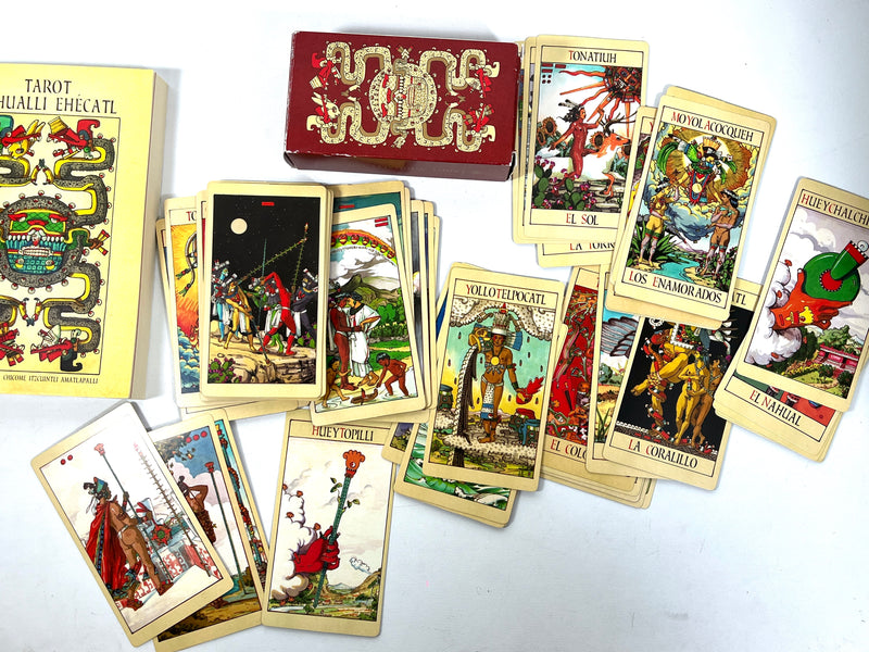Tarot Yohualli Ehecatl book and deck, Chicome Itzcuintli Amatlapalli, 2021, NF SC