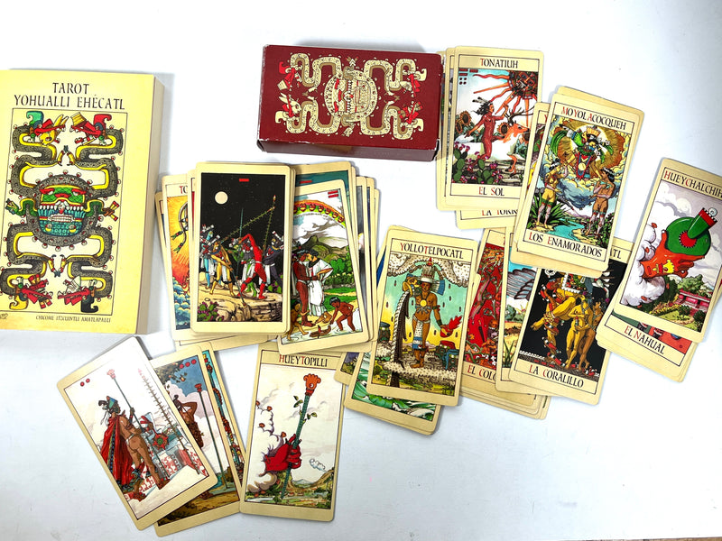 Tarot Yohualli Ehecatl book and deck, Chicome Itzcuintli Amatlapalli, 2021, NF SC