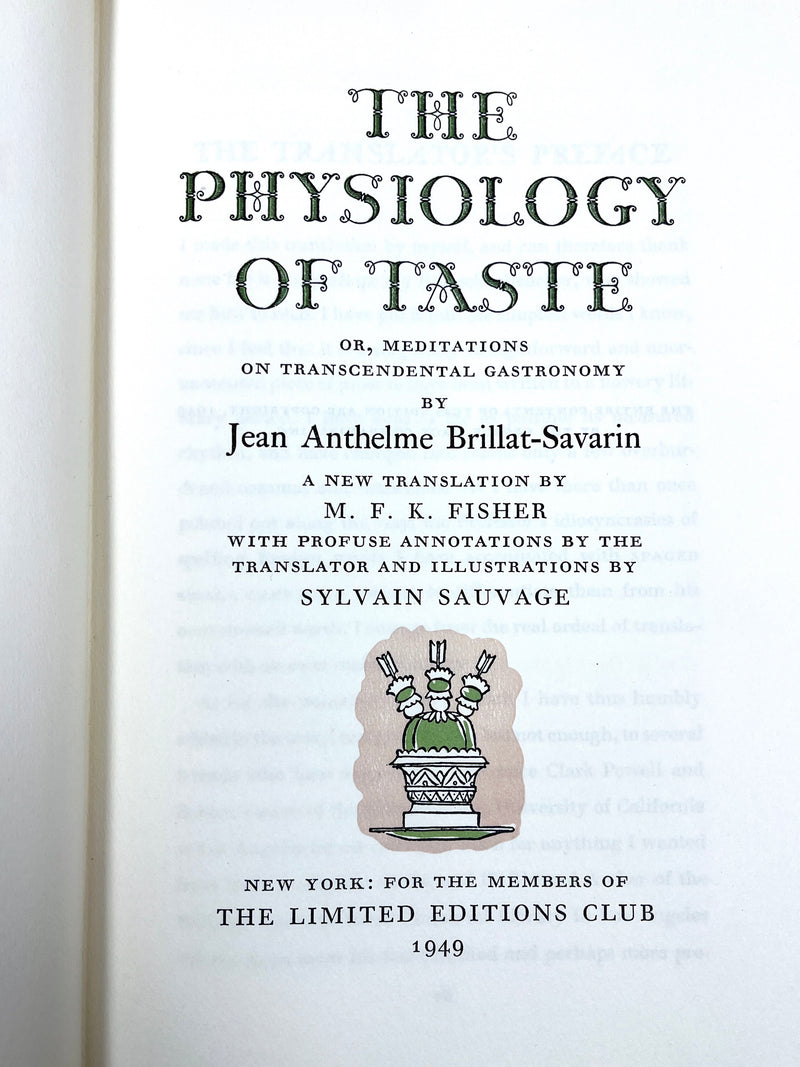 The Physiology of Taste, Jean Brillat-Savarin, Limited Editions Club, 1949, Very Good HC w/ slipcase