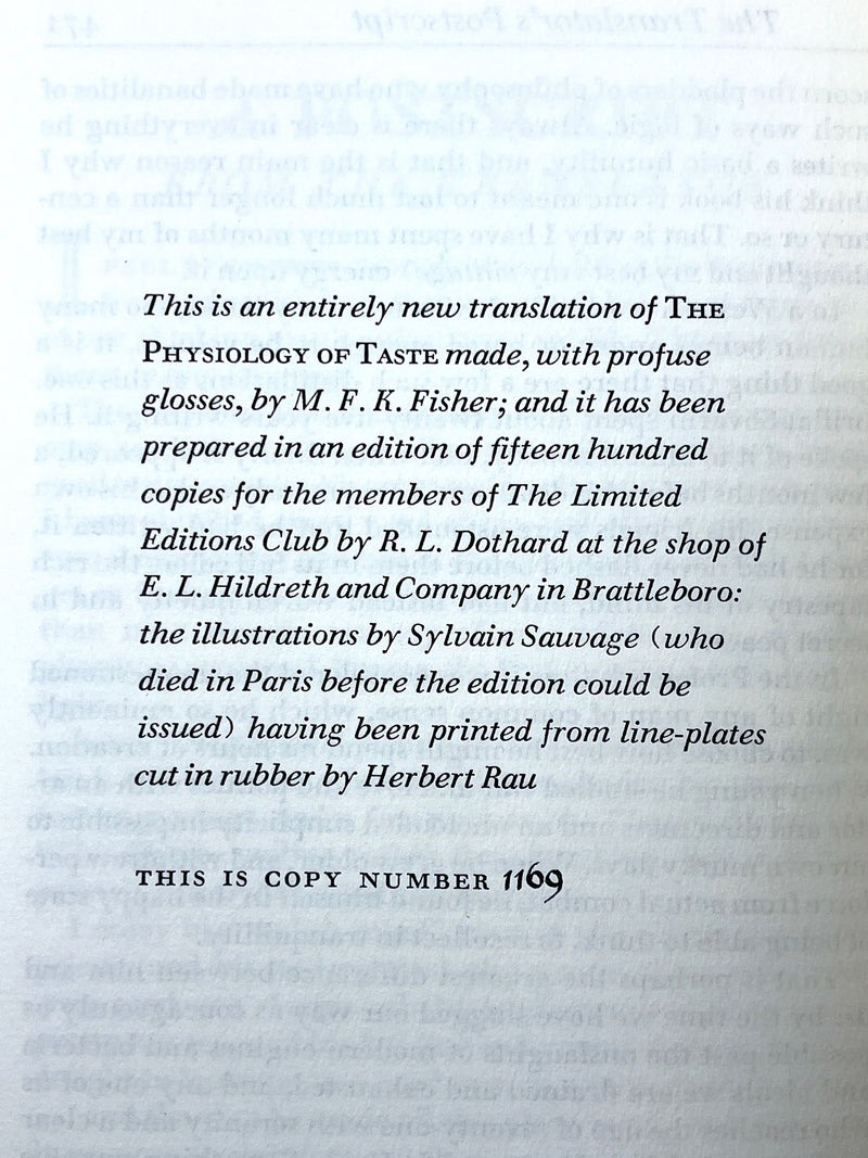 The Physiology of Taste, Jean Brillat-Savarin, Limited Editions Club, 1949, Very Good HC w/ slipcase