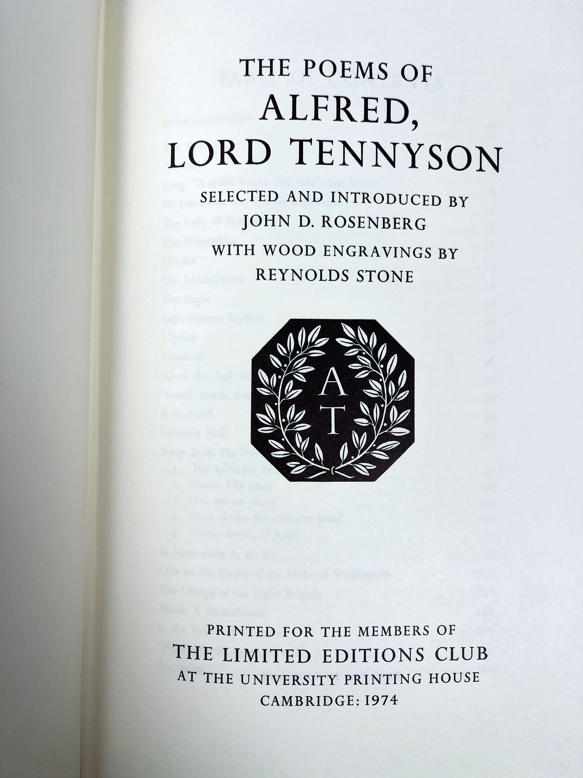The Poems of Alfred, Lord Tennyson, The Limited Editions Club, 1974, Fine HC w/ slipcase