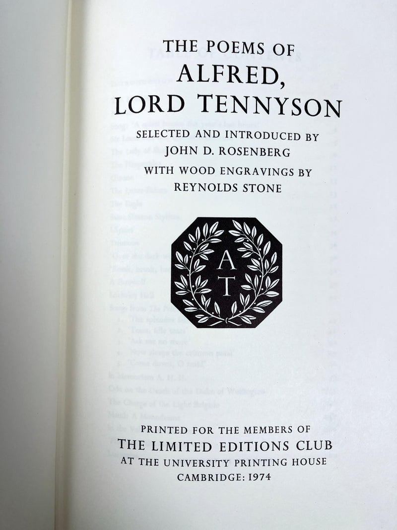 The Poems of Alfred, Lord Tennyson, The Limited Editions Club, 1974, Fine HC w/ slipcase