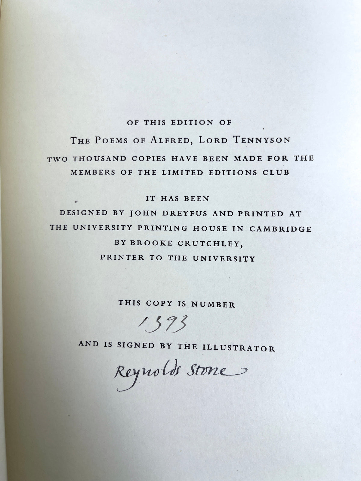 The Poems of Alfred, Lord Tennyson, The Limited Editions Club, 1974, Fine HC w/ slipcase