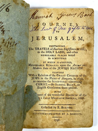 R. Burton (Nathaniel Crouch), A Journey to Jerusalem, J. Babcock, 1796, Fair, softcover