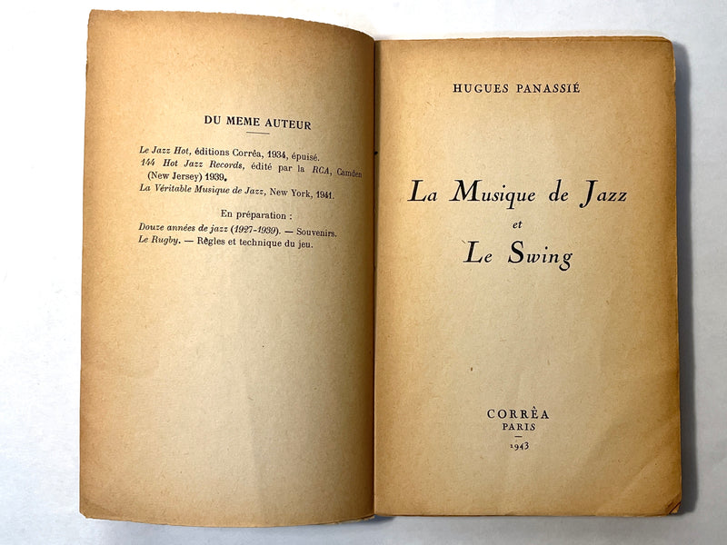 La Musique de Jazz et le Swing, Hugues Panassie, Correa, 1943, Very Good