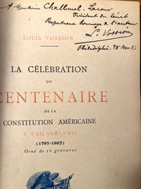 La Celebration du Centenaire de la Constitution Americaine …, Vossion, 1893, VG