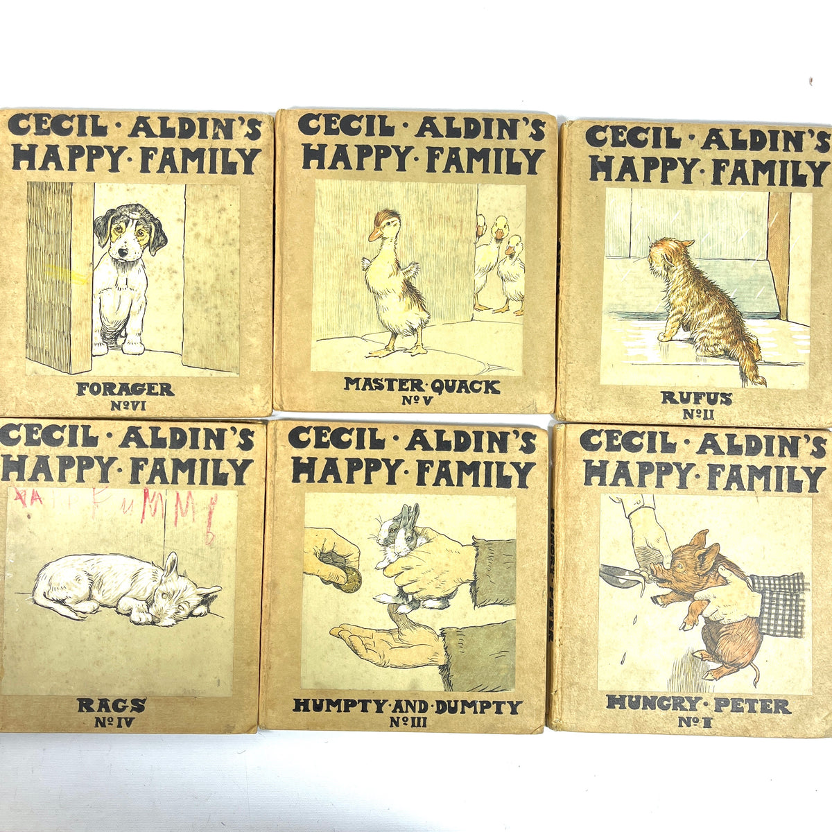 May Byron, Cecil Aldin's Happy Family, Vols 1-6, 1912, Very Good- hardcover book set