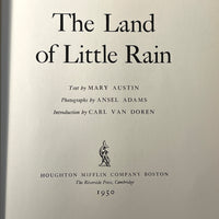 The Land of Little Rain, Mary Austin, Ansel Adams, & Carl Van Doren, 1950, VG