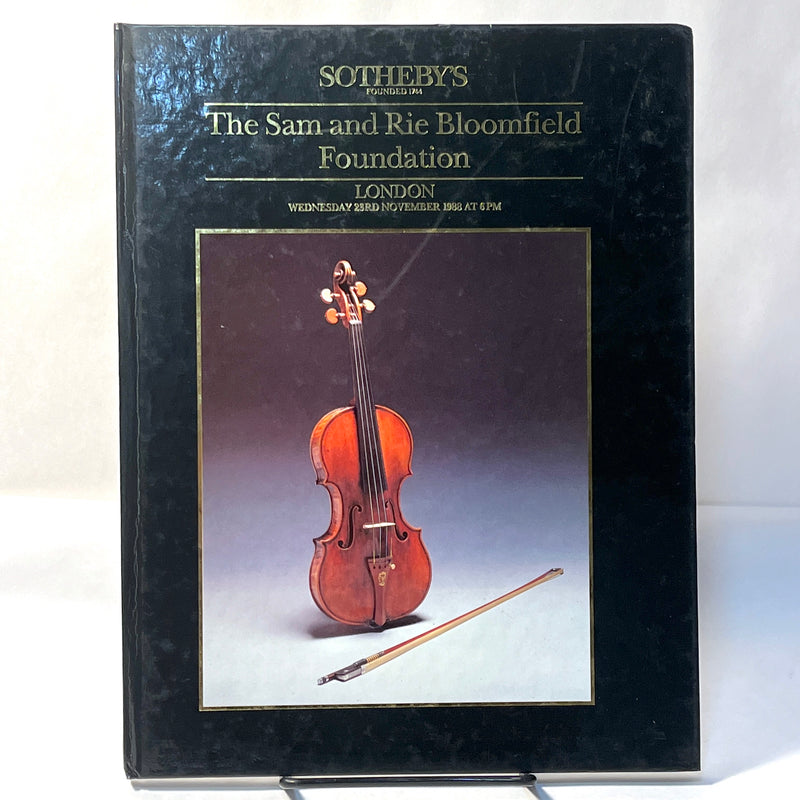 The Sam and Rie Bloomfield Foundation: Violins & Bows, Sotheby’s, Nov. 23, 1988, HC, VG.